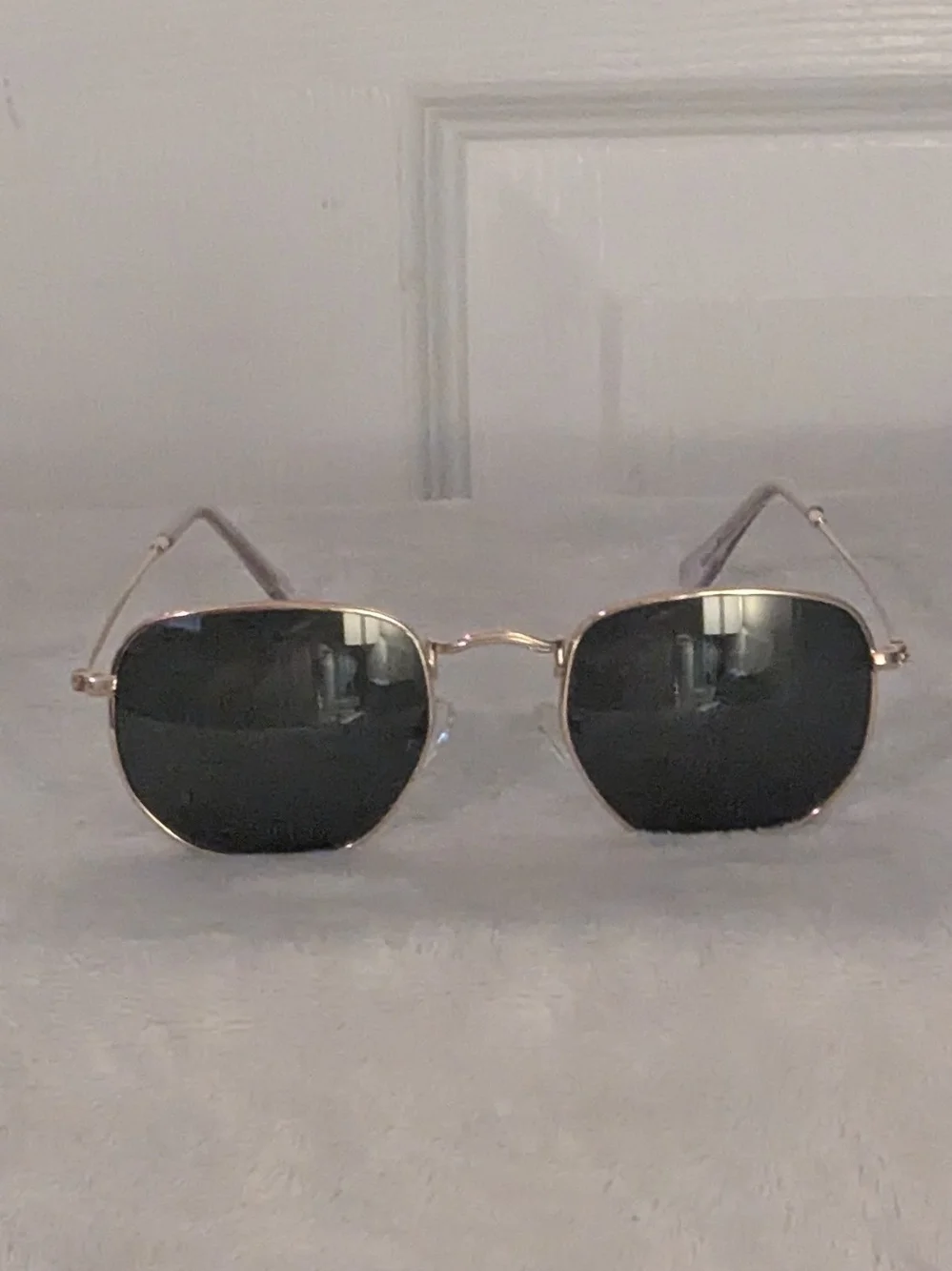 Corlin Eyewear Iga Gold Black Square Sunglasses UV400 NWOT